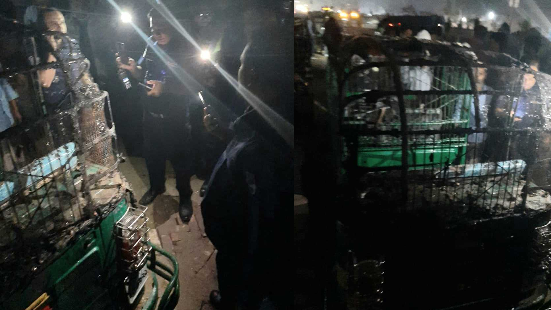 মোটরসাইকেলে এসে অটোরিকশায় আগুন দিয়েই পালালেন দুবৃর্ত্তরা